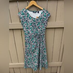 Lands' End Blue and Green Floral Dress New With Sample Tag Vacation Spring XST